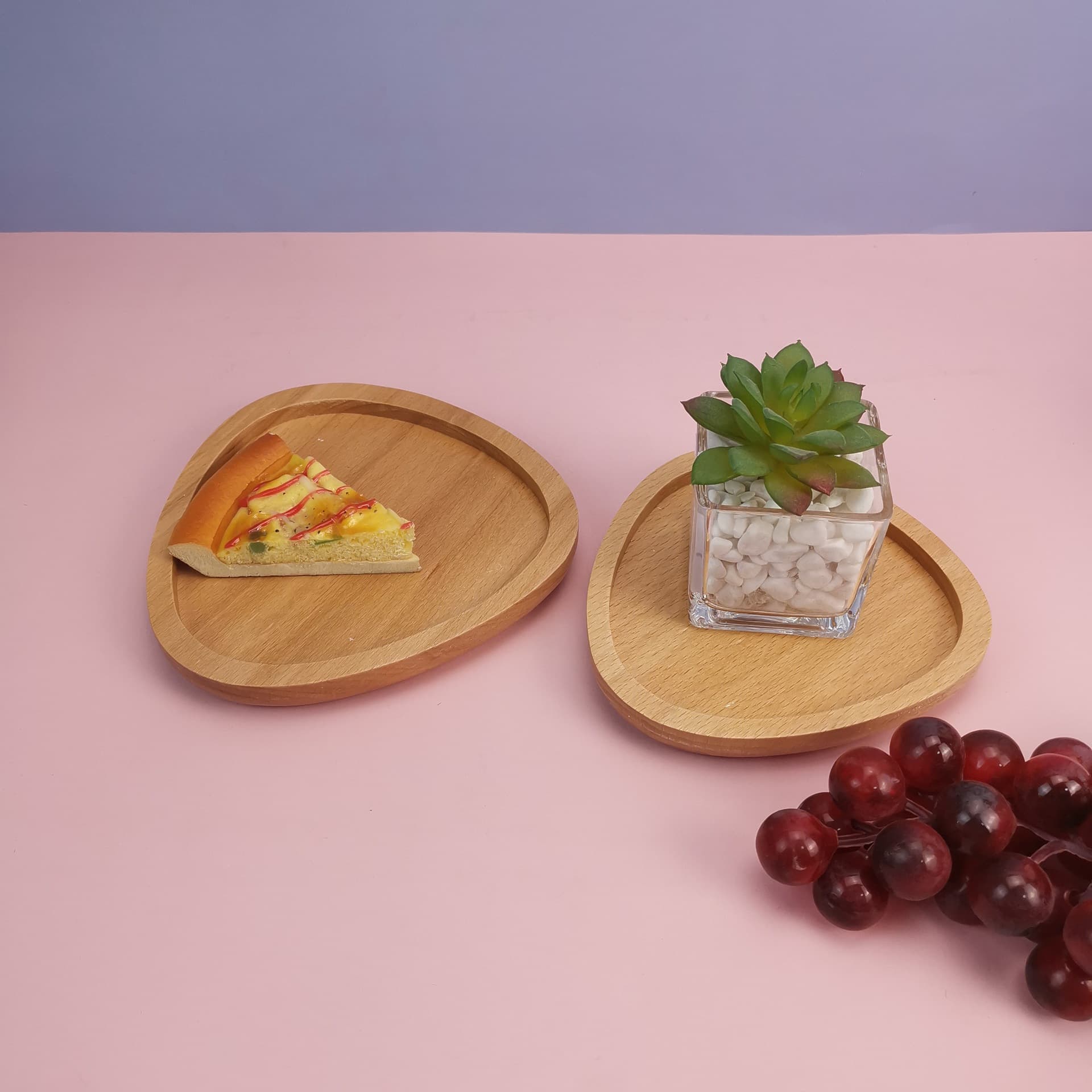 Simple, irregularly shaped wooden tray, Japanese-style bread plate, wooden plate for coffee, tea, and snacks, handmade wooden dining plate