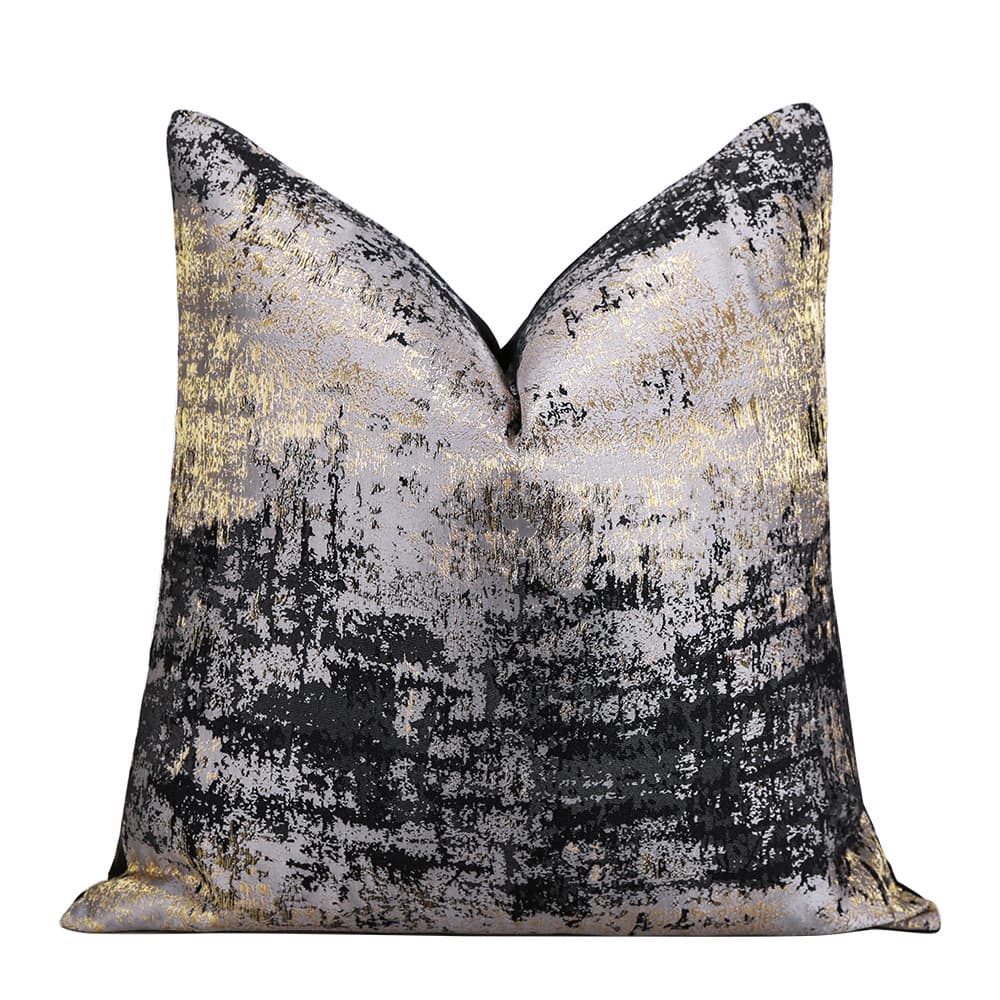 SHEIN TEMU Cross-border Hot Selling Black Gold Abstract Texture Luxury Jacquard Sofa Living Room Showroom Pillow Cover