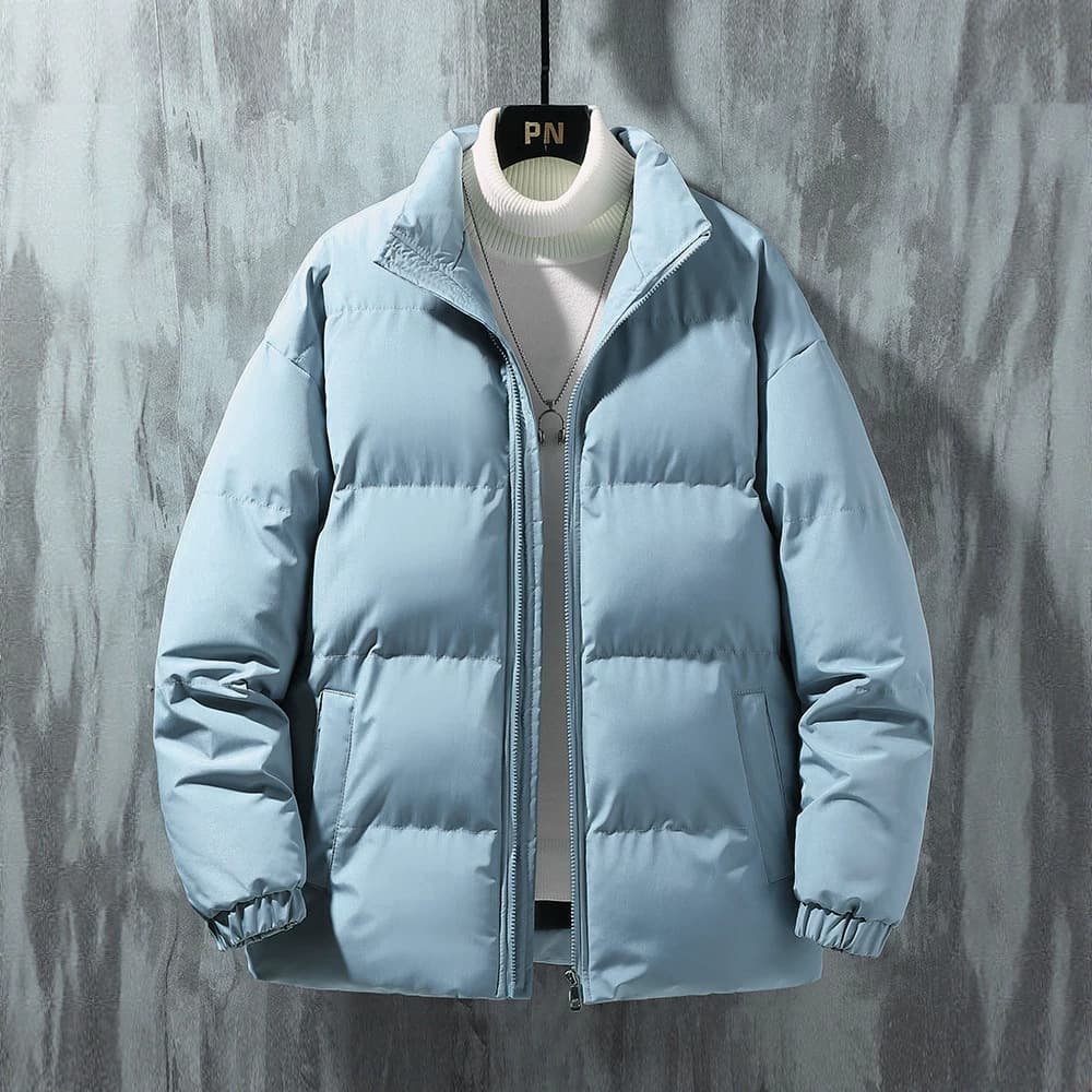 Men's Padded Jacket Winter New Casual Loose Stand Collar Down Cotton Coat Outerwear Thickened Warm Young Student Top