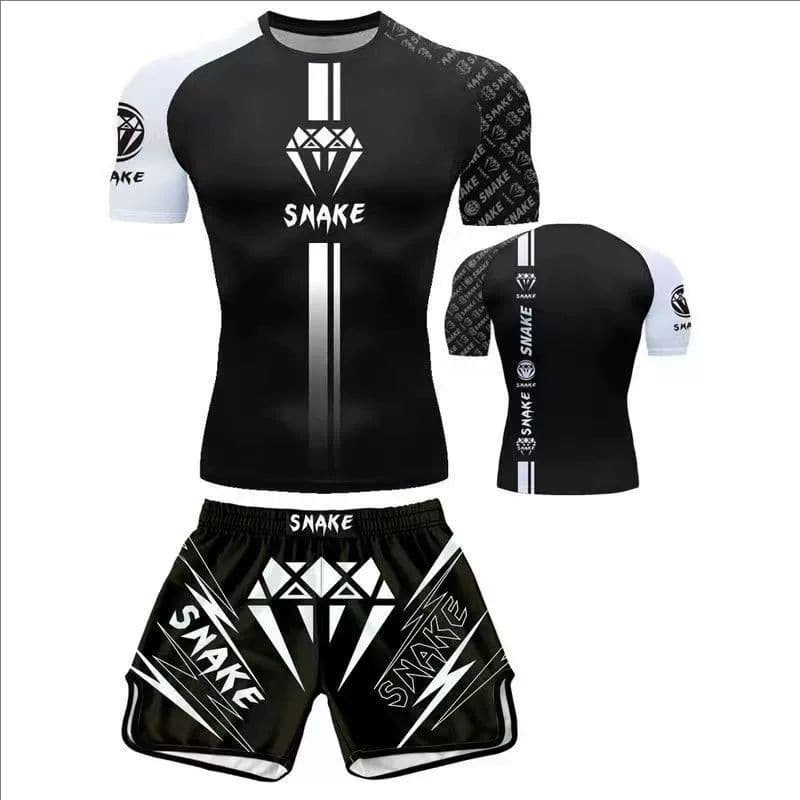 Fighting Suit Sanda Shorts Muay Thai UFC Boxing Trunks Sports Training Wear MMA Combat Short Sleeve Set