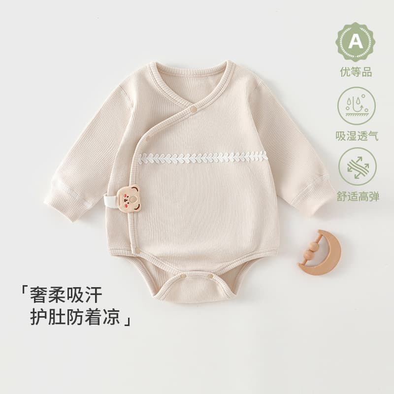 New Soft Velvet Cross-Flap Bodysuit for Newborns, Class A Baby Clothes, Autumn/Winter Infant Onesie Crawling Suit