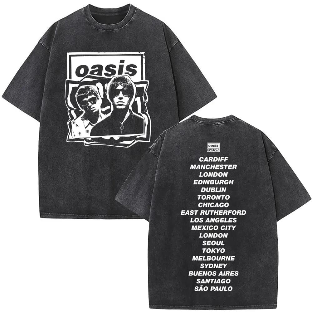 Street Style British T-Shirt Cotton Clothing Casual Short-Sleeve Unisex Apparel Urt-Shirt Live Team Oasis Rock Music Retro