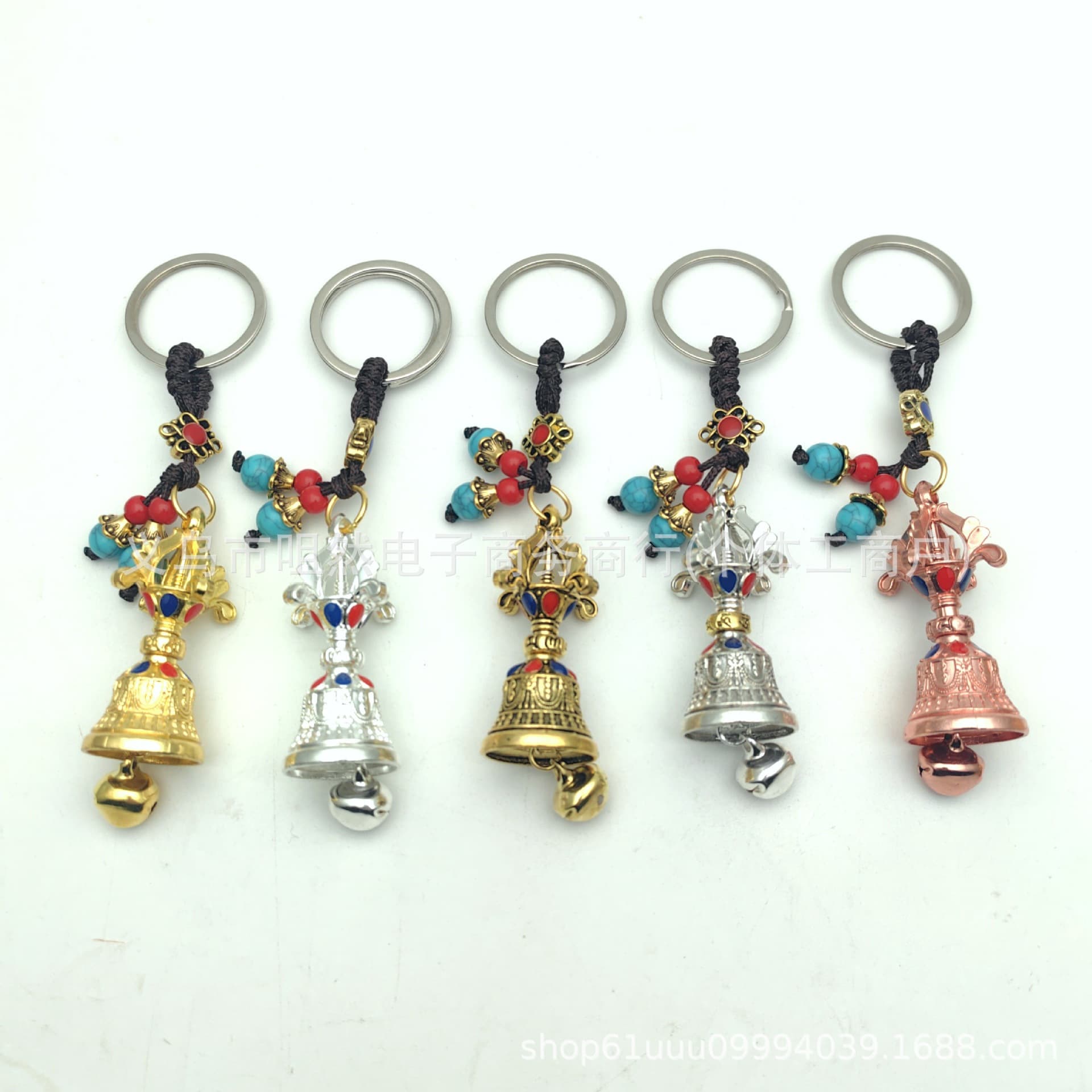 Tibetan Alloy Dual-Tone Vajra Pestle and Bell Pendant - Six-Syllable Mantra Car Charm, Bag Accessory