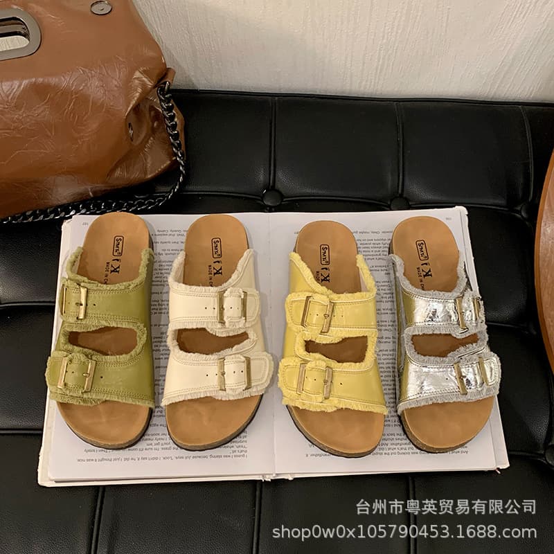 Vintage Thick-soled Sandals and Slippers for Women's Summer Outer Wear 2025 New Style Platform Cake Bottom Non-slip High-end All-match Birkken Slides