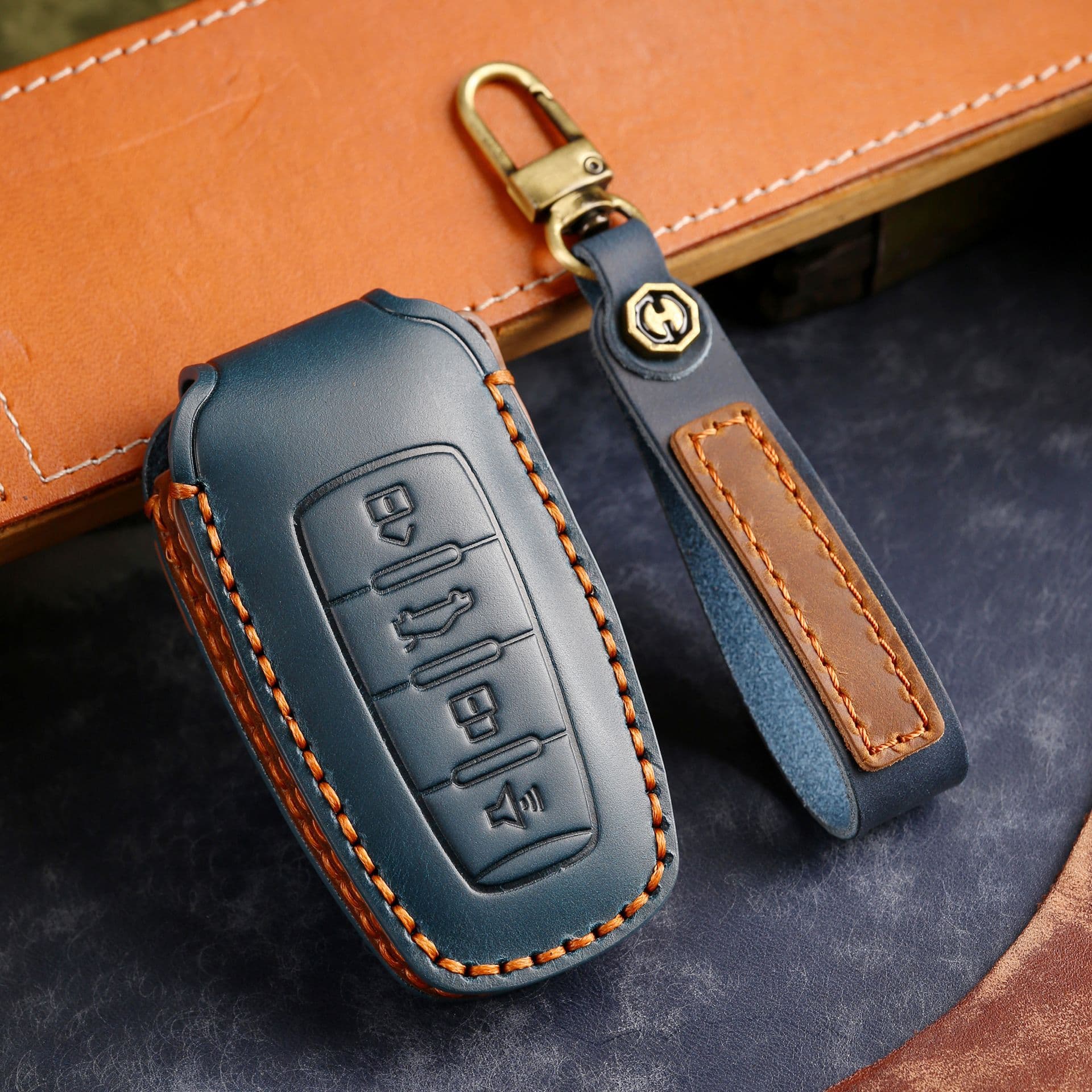 Handmade Premium Leather Key Cover for Great Wall Cannon Big Dog High End Key Case Suitable for Harv H6S H9 M6 First Love