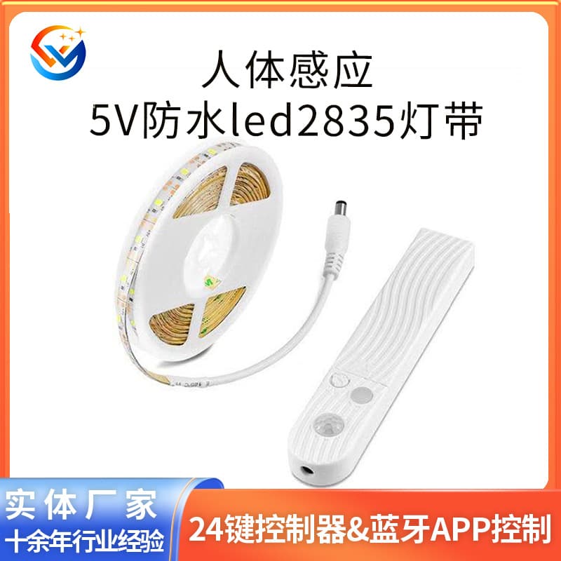 Factory Direct Battery Box Human Body Induction 5V Waterproof LED 2835 Single Color Smart LED Strip Light