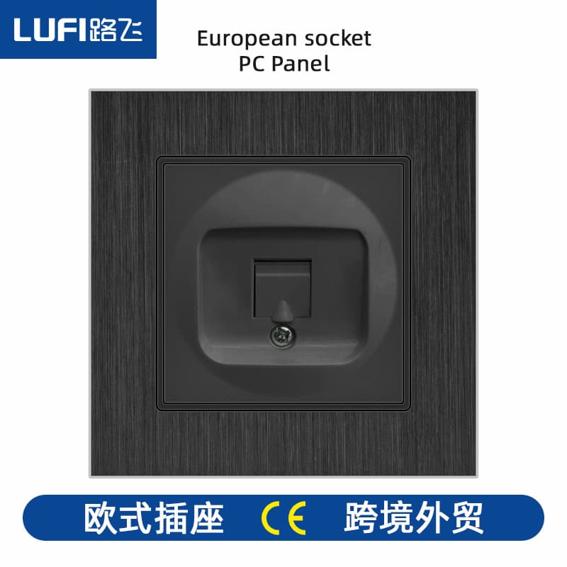 European Style 86 Type Telephone Computer Network Communication Socket Black Aluminum Brushed Panel TV Satellite Special Supply