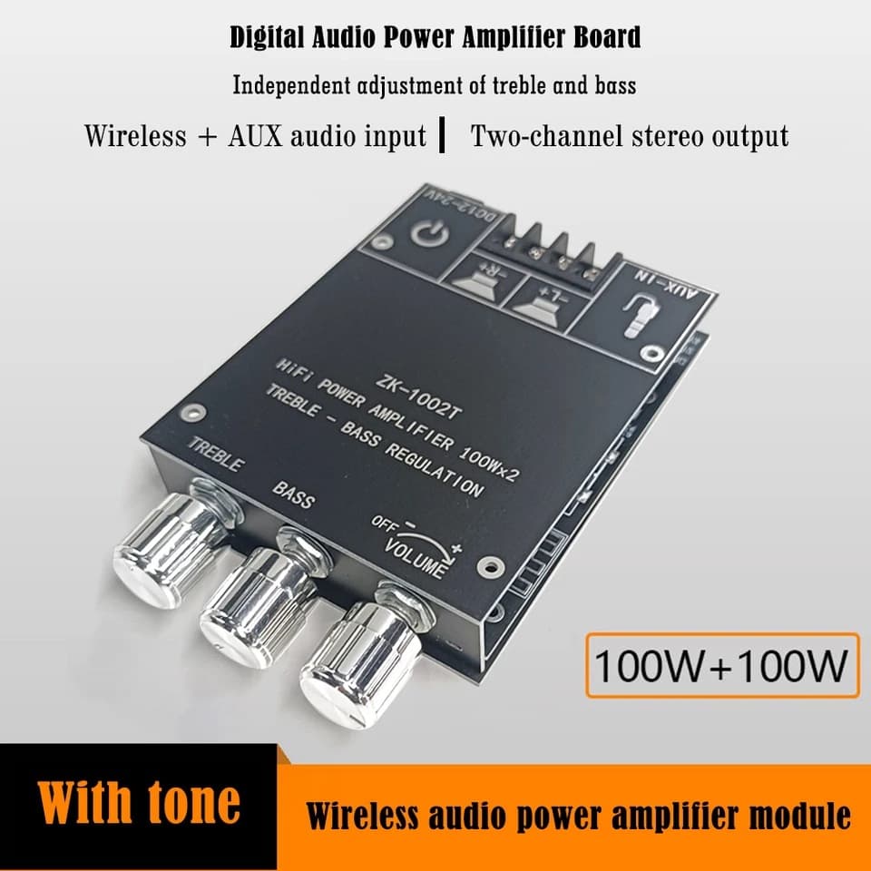 ZK-1002T AUX Bluetooth Amplifier 100Wx2 HIFI 2.0 Channel CS8
