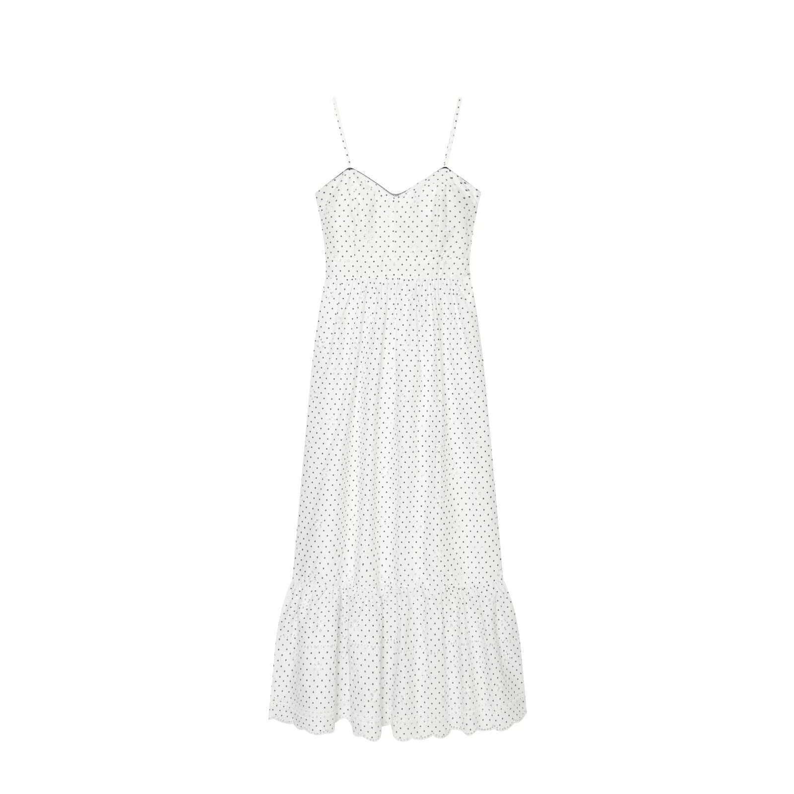 TAOP&ZA Women's 2026 Summer New Hollow Embroidery Print Midi Camisole Long Dress 2842939