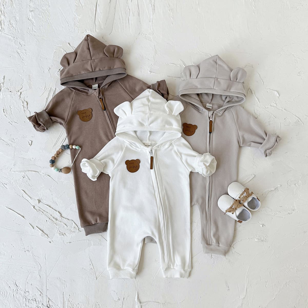 Baby Bear Jumpsuit Spring and Autumn Style Baby Super Cute and Fashionable Hooded Outfit for Going Out