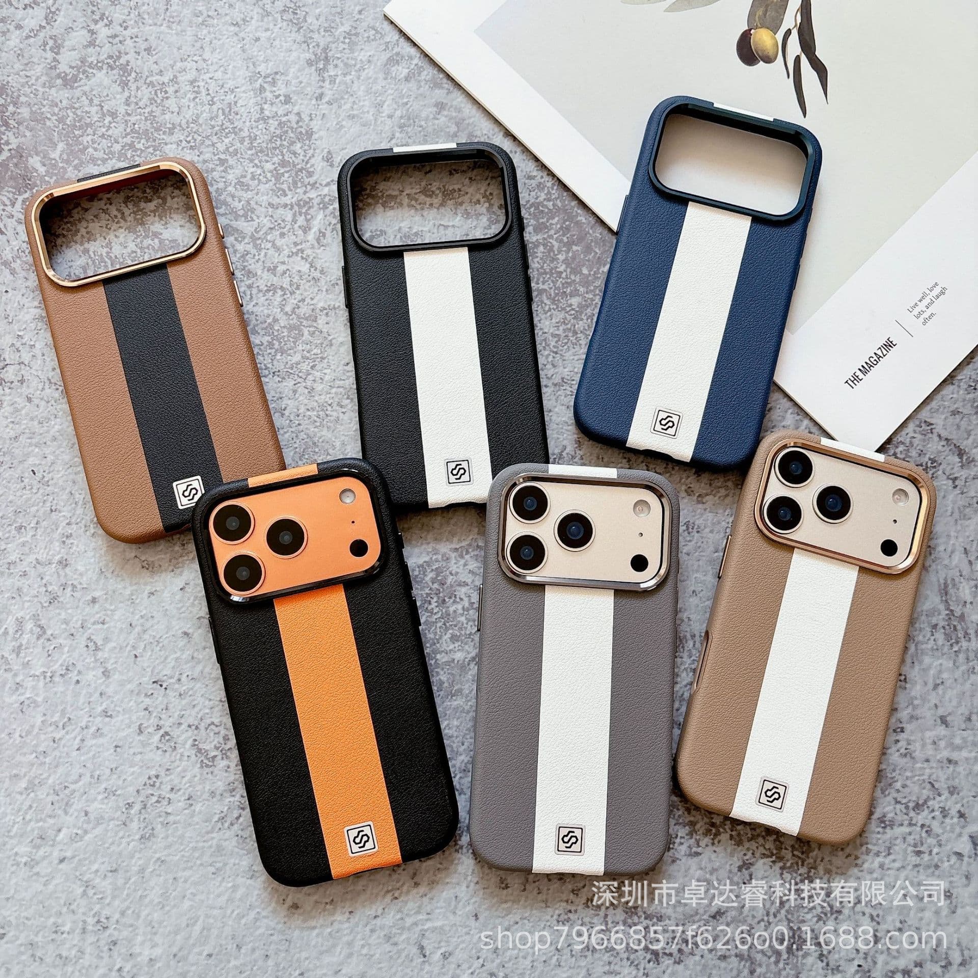 Cross-border applicable Apple 17 ProMax magnetic mobile phone case with pigmented skin pattern Samsung S25 Ultra mobile phone case 16