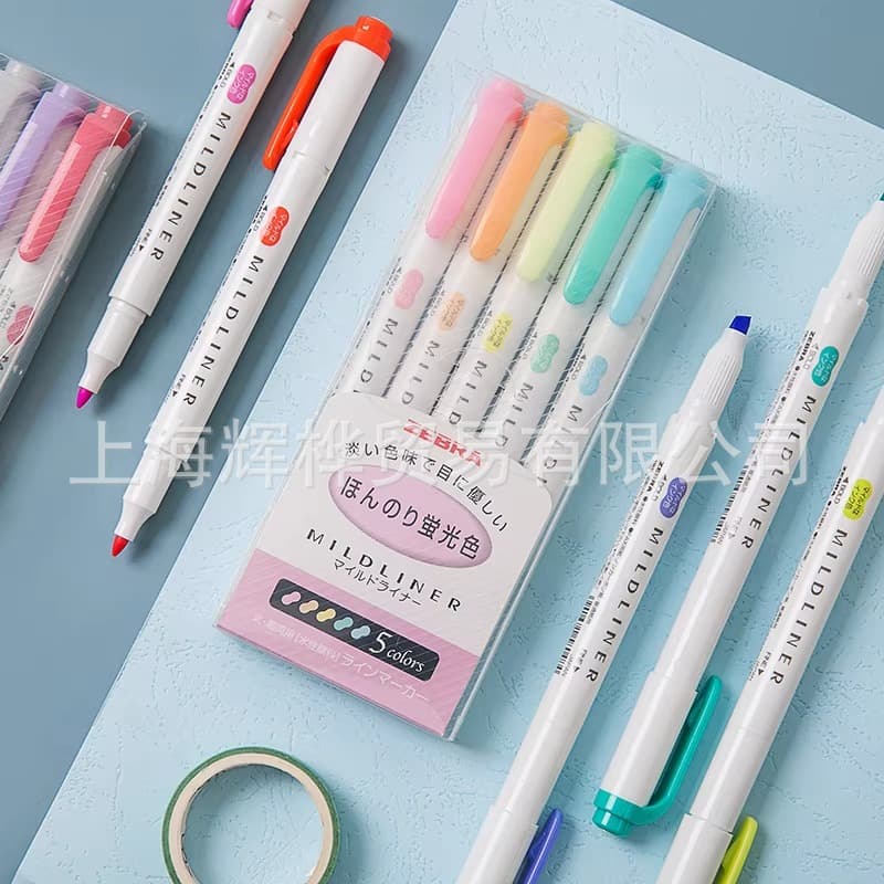 New Color Genuine Japanese ZEBRA Zebra Fluorescent Pen Set WKT7 Pastel Series Dual-Tip Highlighter Marker