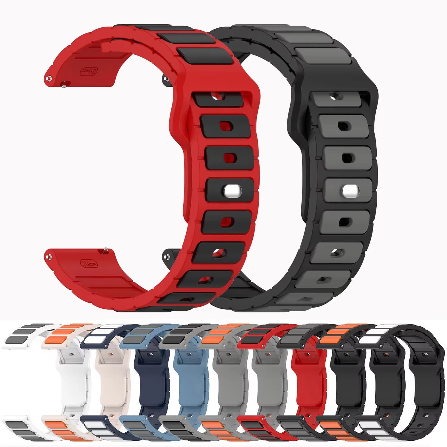 I-shaped silicone two-color strap compatible with Huawei GT5 GT4 3 GT2 wristband and Samsung Watch E7654 band