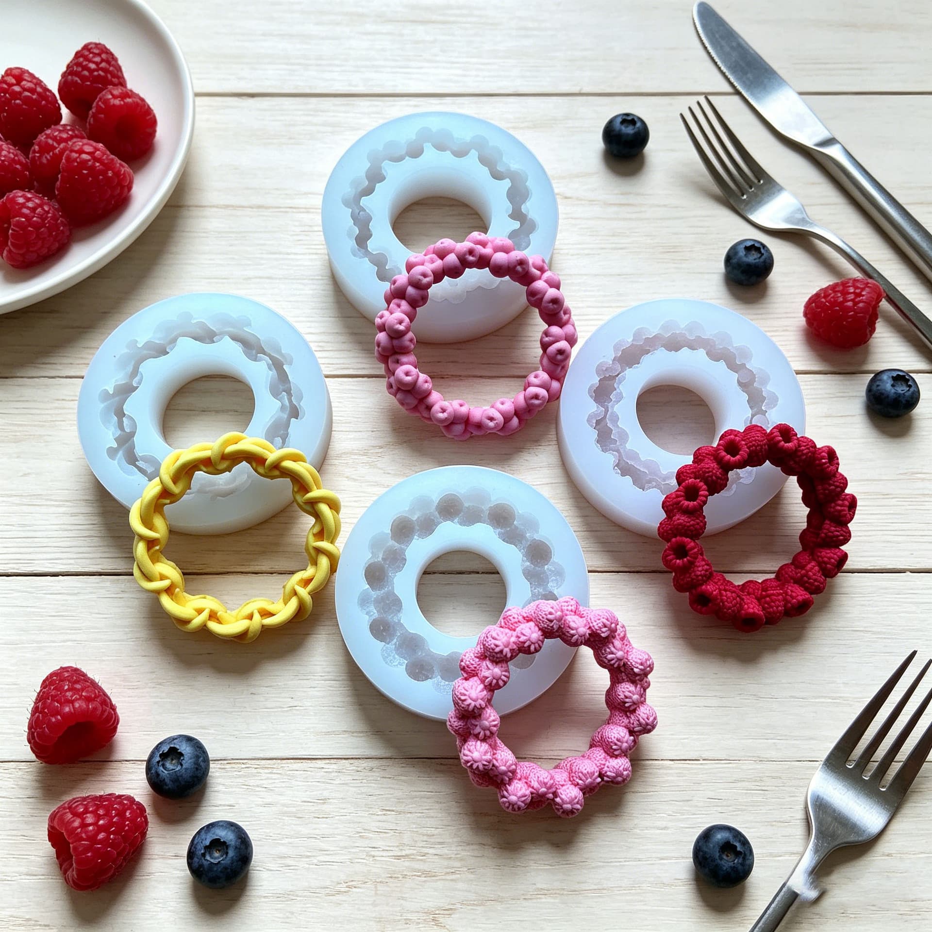 DIY Handmade Soap Raspberry Ring Silicone Mold Strawberry Raspberry Banana Silicone Chocolate Baking Silicone Mold