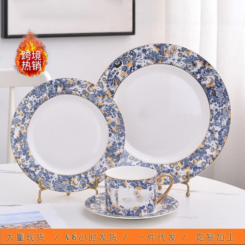 European Light Luxury Fashion Dijia Hydrangea Series Bone China Gold Rim Home Coffee Mug for Friends Gift Wholesale