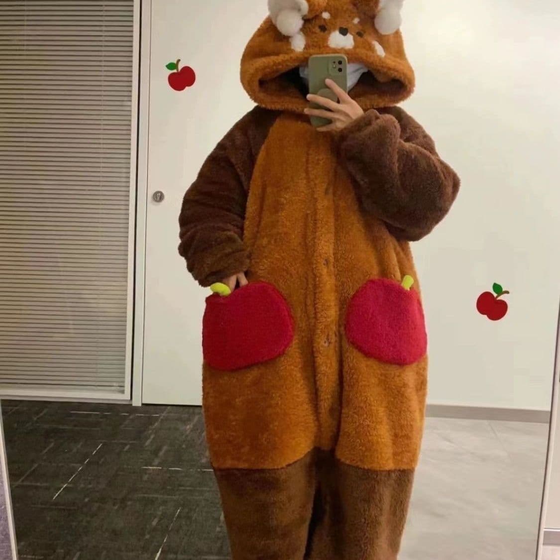 Cute Raccoon Big Kid Thick Coral Fleece Pajamas 2025 New Winter Trendy Flannel Robe Wearable Outside