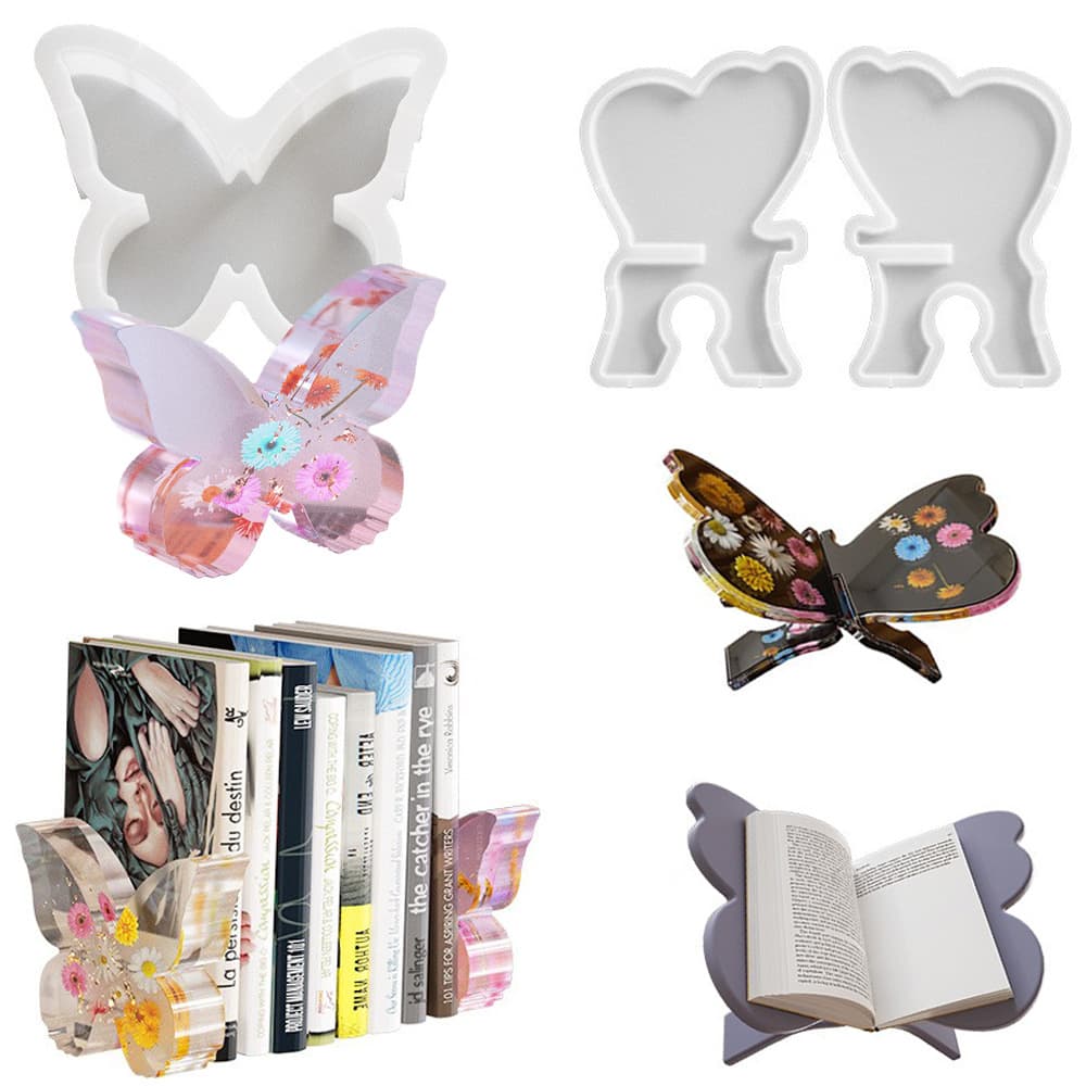 Butterfly Stand Reading Bookend Resin Silicone Mold Epoxy DIY Large Butterfly Bookend Plaster Table Decoration Wholesale