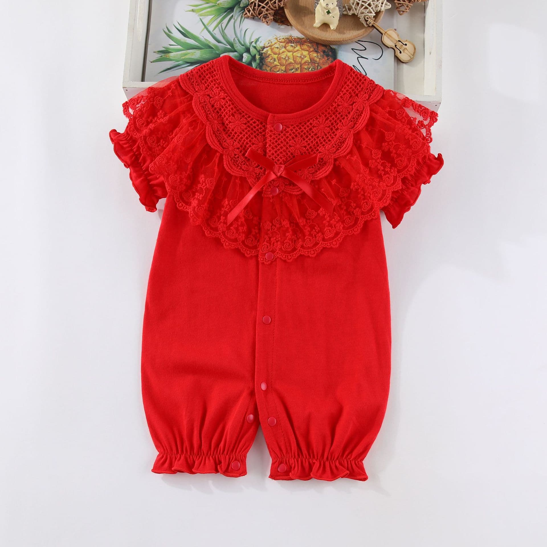 Baby Lace Romper Baby Dress Bodysuit for Girls Newborn 100 Days Princess Onesie