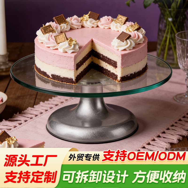 Tempered Glass Cake Turntable Rotating Icing Stand Baking Tool Stable Non-Slip Cake Decorating Rotating Plate