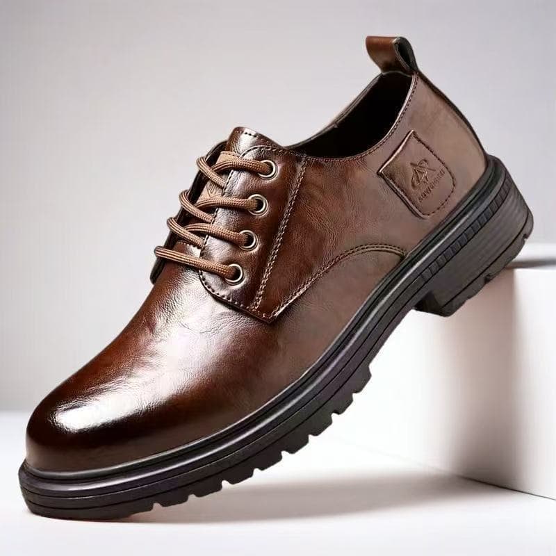 Low-top Martin boots for men, spring/autumn genuine leather, British retro style, business casual soft sole, wide-toe work shoes