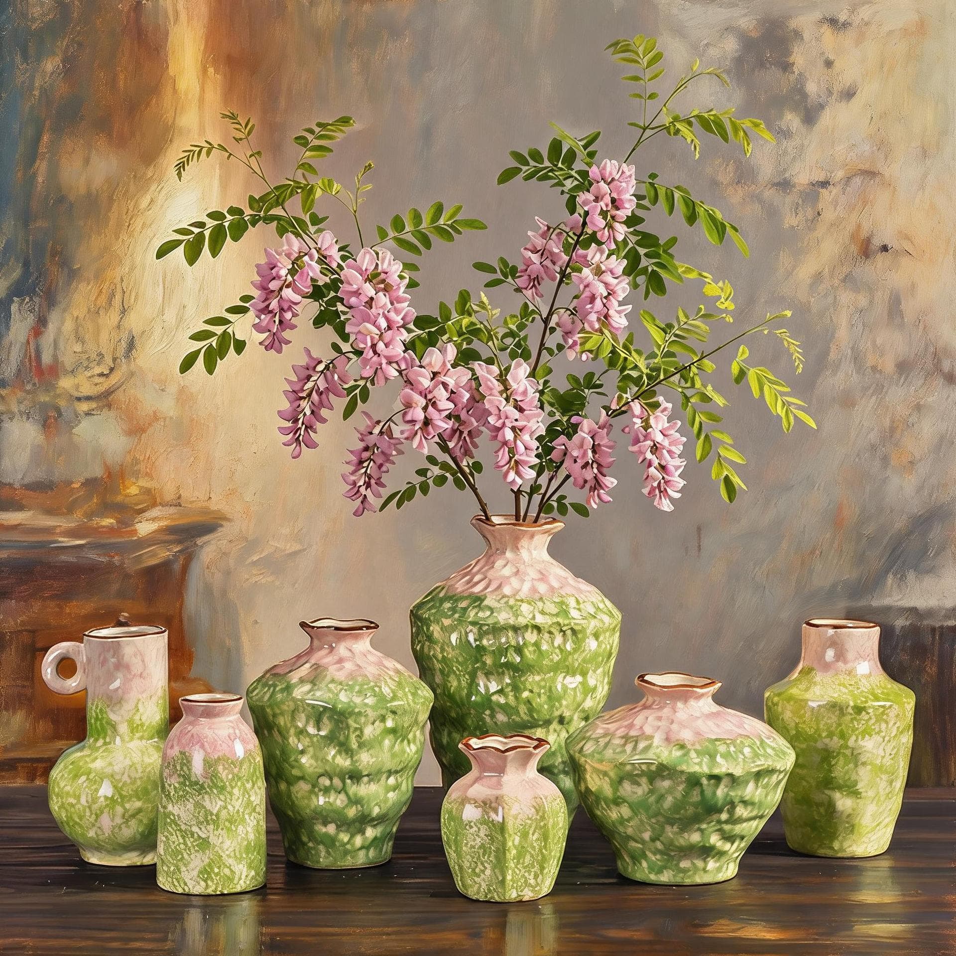 Hand-painted ceramic vase home decoration wide mouth garden jar colorful glaze flower arrangement living room entrance ornaments can be hydroponically cultivated