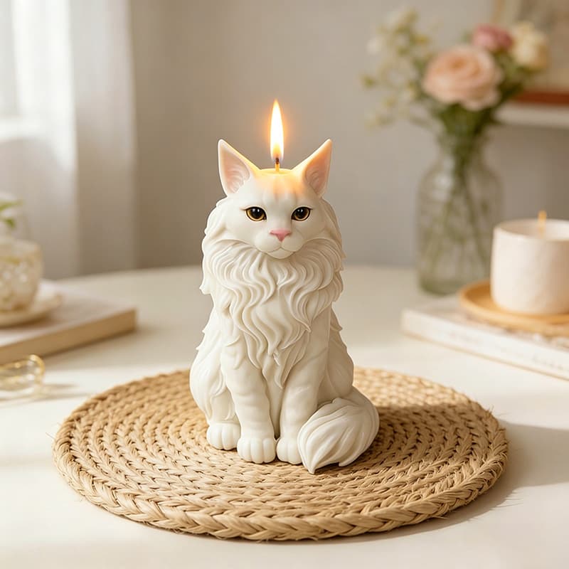 Maine Coon Cat Scented Candle Silicone Mold DIY Home Squishy Resin Plaster Gypsum Aroma Stone Ornament Mold