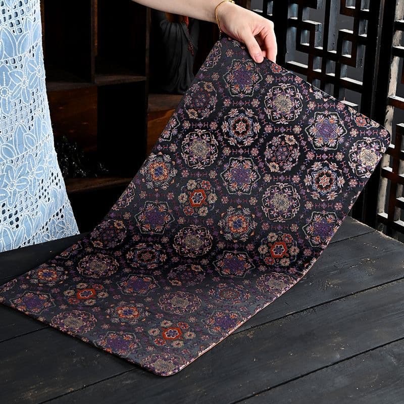 New Chinese Style Purple Lotus Flower Double-Sided Dry Brewing Tea Set, Zen Retro Table Runner, Dry Brewing Tea Set