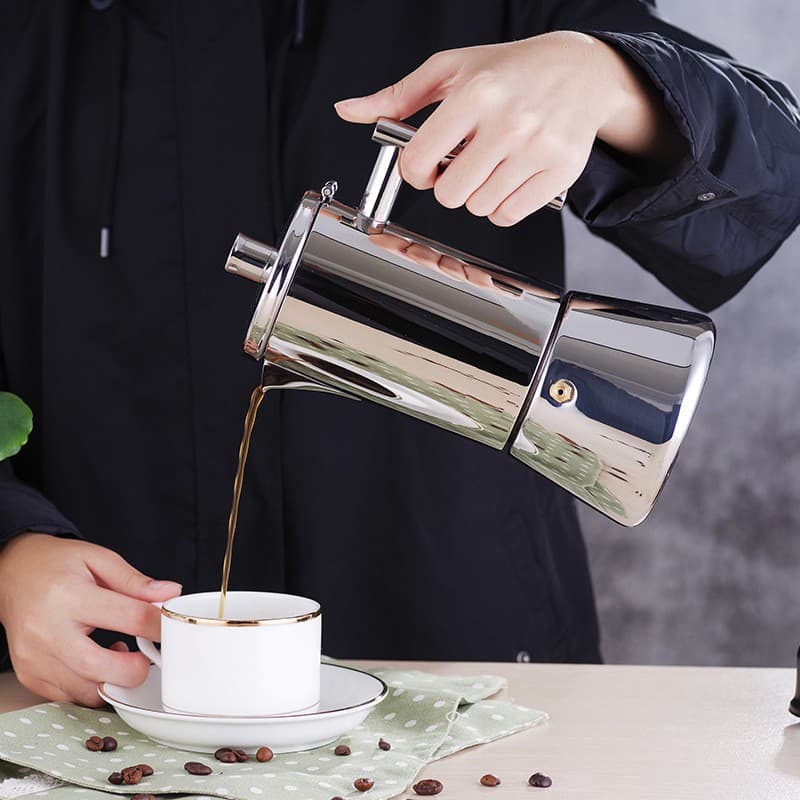 Premium Moka Pot, Italian Household Stainless Steel 304 Coffee Pot, Induction Heated Concentrated Coffee Maker