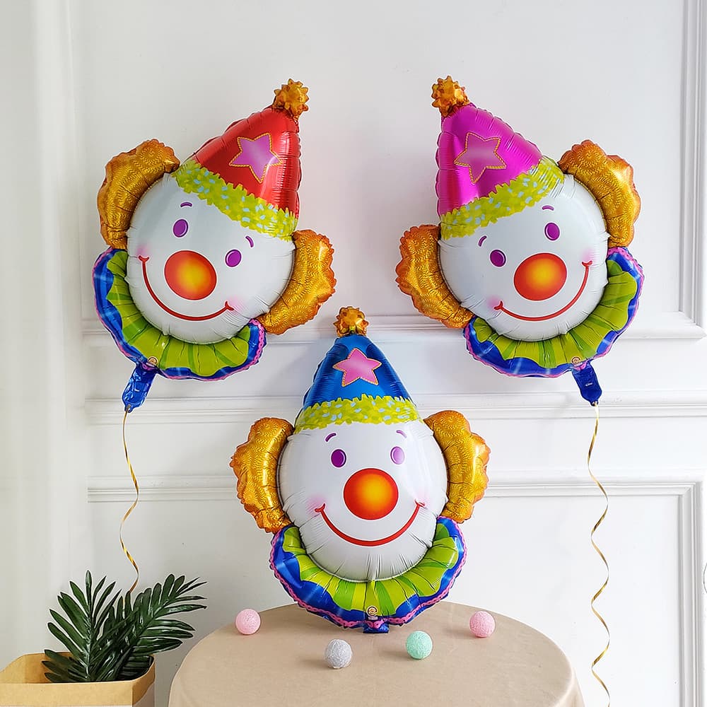 New Christmas Hat Clown Head Aluminum Film Balloon Special Shaped Cartoon Clown Children's Decoration Arrangement Cross-Border Wholesale