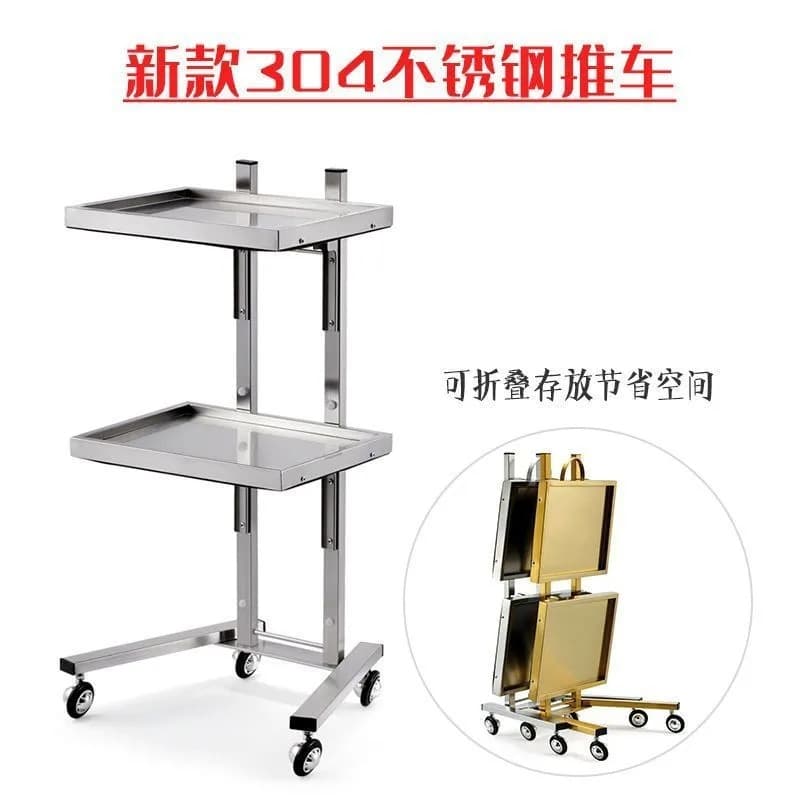 Barber Cart Stainless Steel Folding Dyeing Cart for Hair Salon