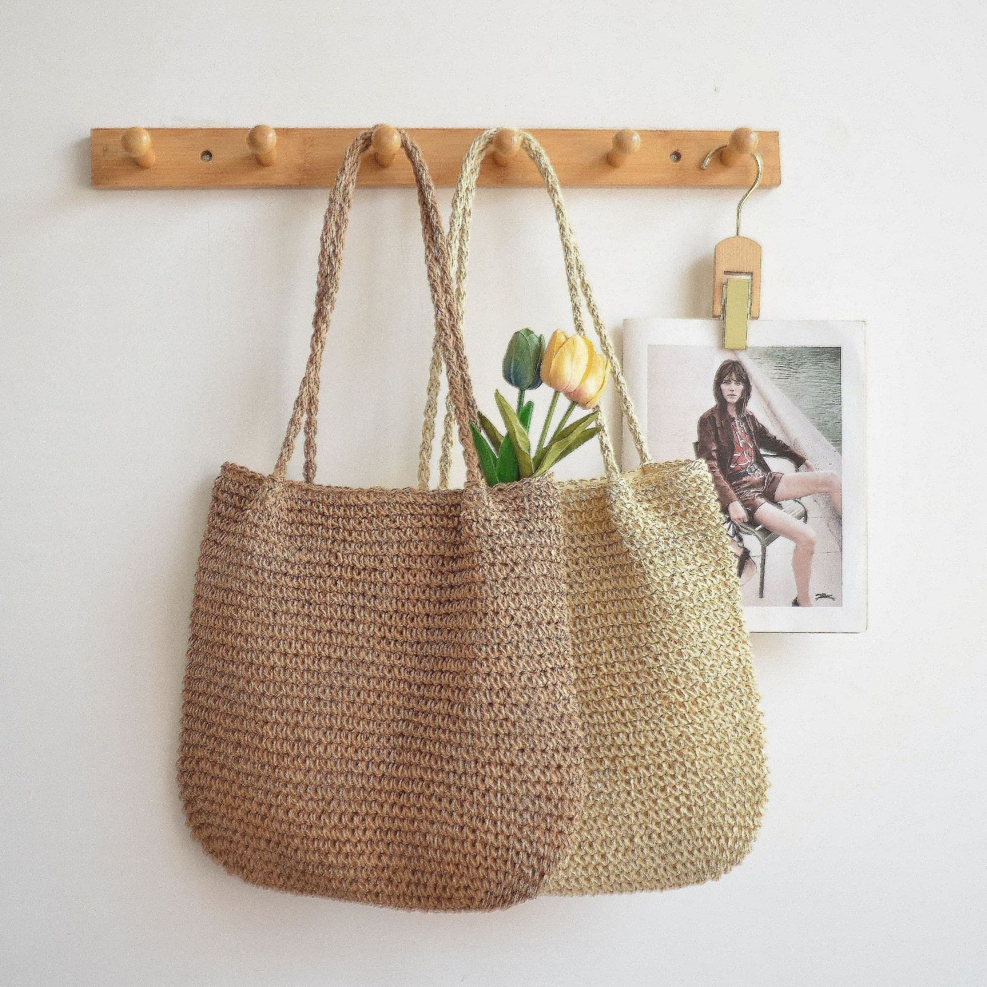 Bohemian Straw Woven Bag Women 2024 Spring Summer New Style Woven Shoulder Bag Underarm Bag Vacation Beach Bag
