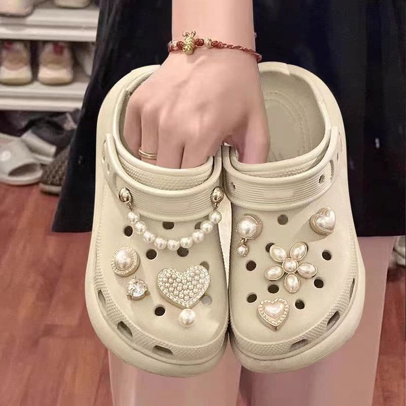 2025 Summer New Hole Shoes Shoe Flower Accessories Rhinestone Yao Shi Zhi Bi Xing Vintage Beach Shoes Detachable Shoe Buckle