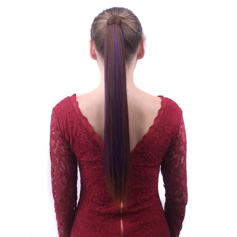 European and American Medium-Long Ponytail Wig Stock Wholesale Long Straight Velcro Ponytail Synthetic Fiber Wig Ponytail