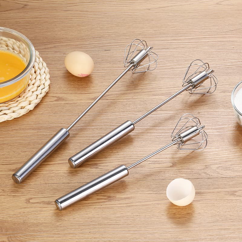 Stainless Steel Manual Egg Beater Press-Type Cream Whipper Semi-Automatic Rotary Egg Whisk Kitchen Baking Tool