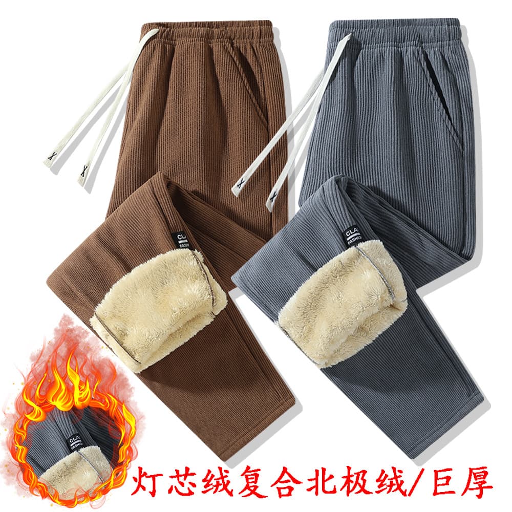 European size pants for men, winter cotton pants, thickened casual trousers, autumn and winter loose lamb velvet sweatpants for men, cross-border sports pants