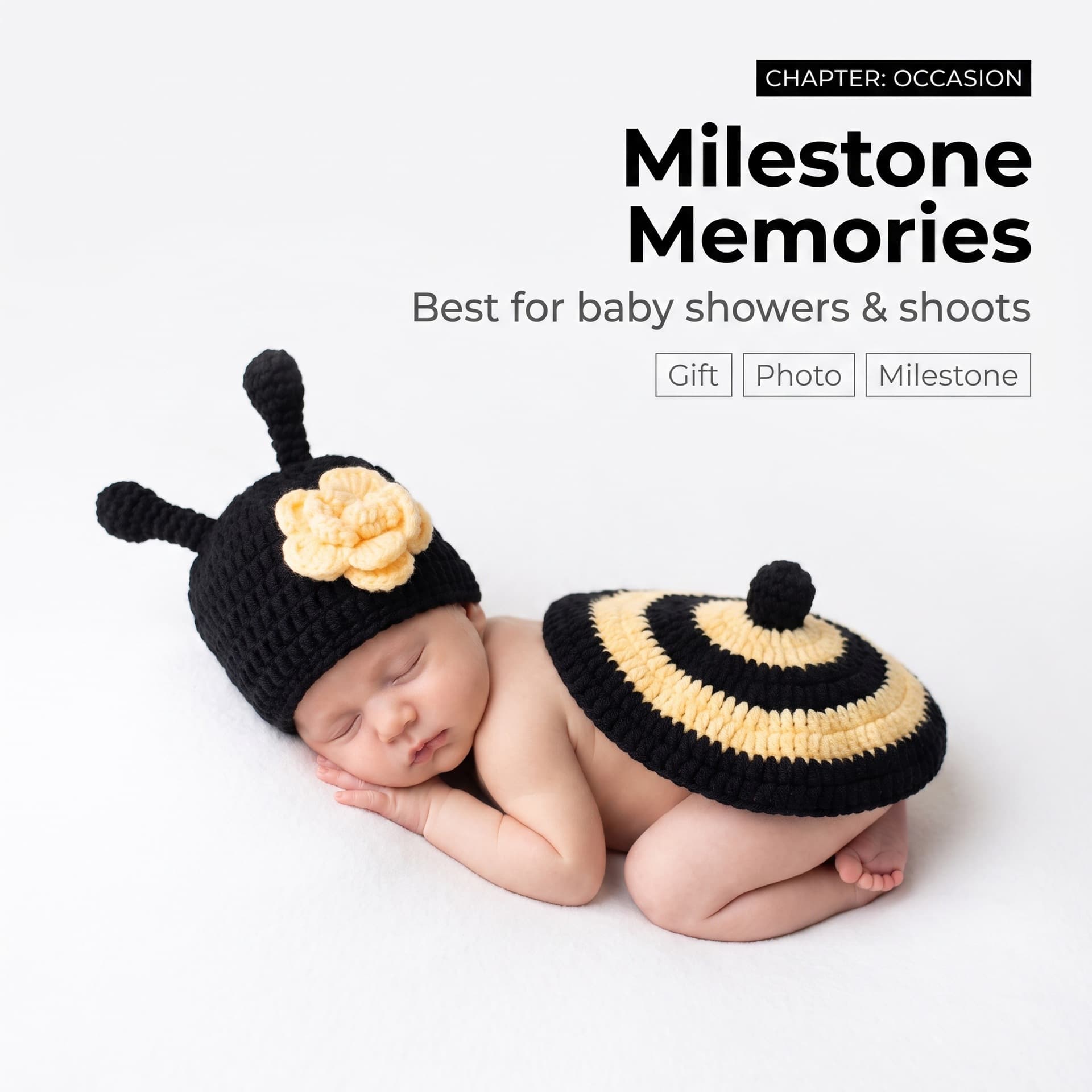 Newborn photography clothing, baby full moon and 100 days photo, handmade woolen bee styling clothing, baby photography clothing props