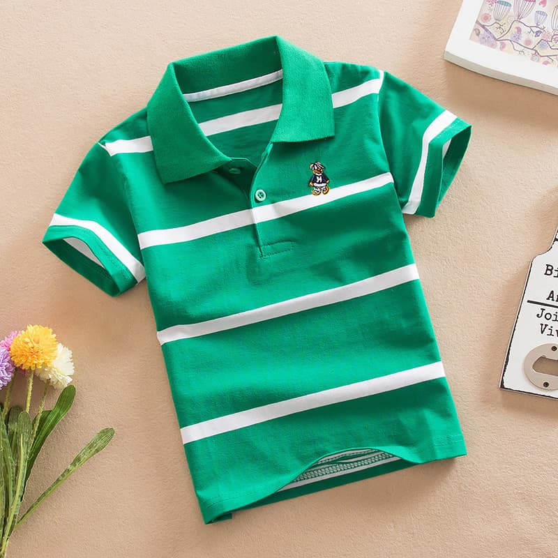 Polo Kids Children's Summer Boys Short Sleeve T-Shirt Striped Cotton Polo Shirt for Toddlers and Kids