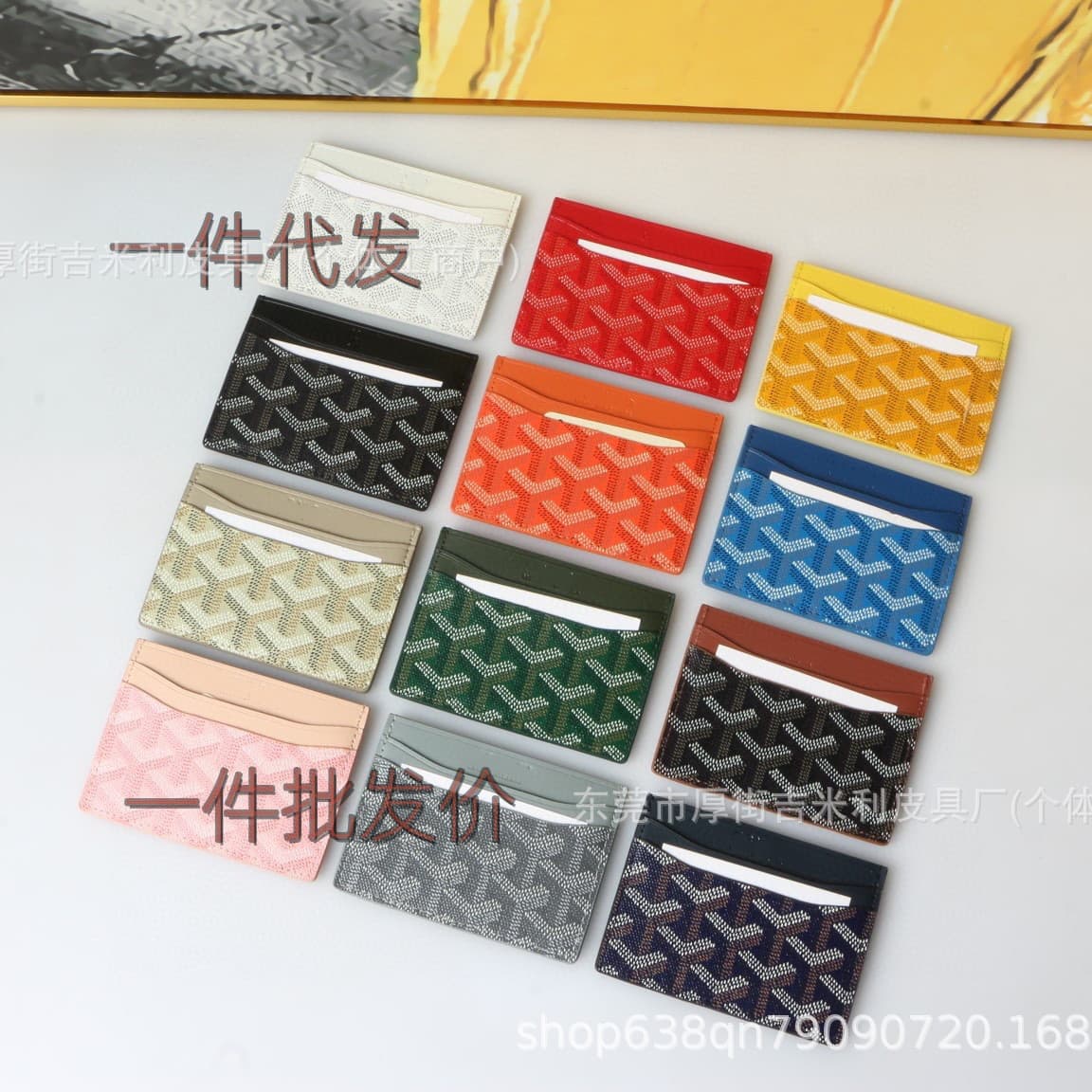 Ultra-thin Goyard dog-tooth pattern card holder, new unisex card slot wallet, compact printed multi-functional high-quality leather card case