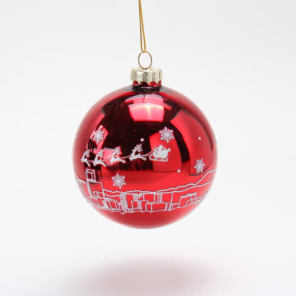 White Glitter Glass Ball Red Christmas Ball Ornament Glass Christmas Ball Holiday Decoration Pendant