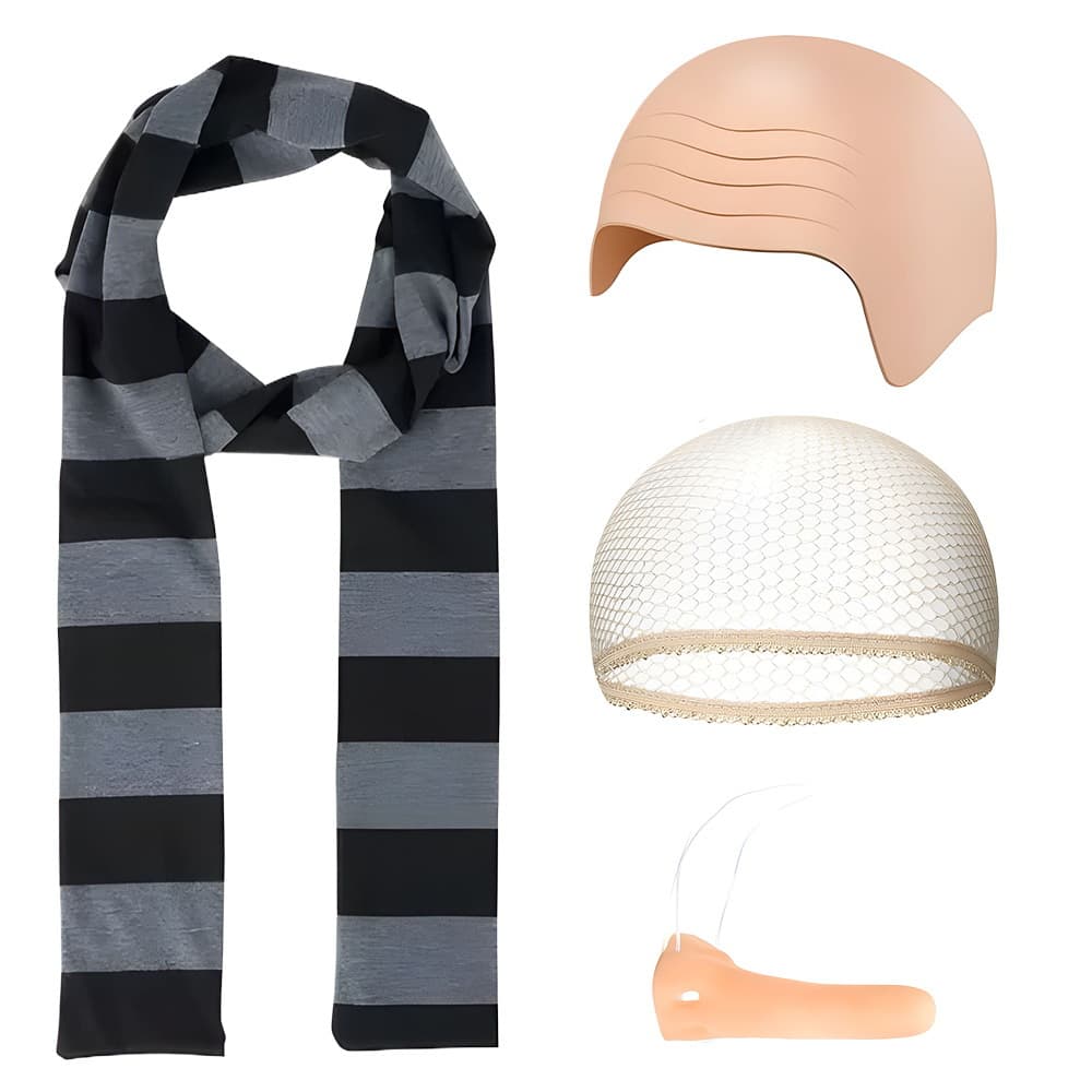 S Thief XX Little Yellow Xcos Gru Scarf Gru Black and Gray Striped Scarf Nose Hair Hat Suit Asian Style