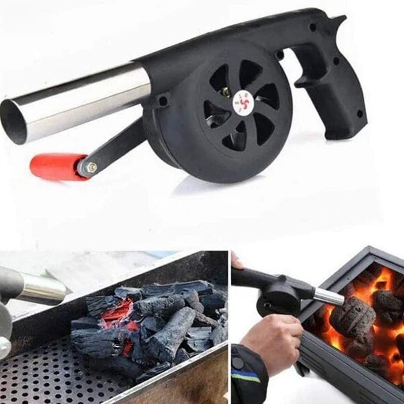 BBQ Bellows Hand Crank Blower Quick Charcoal Ignition Small Manual Fire Starter for Charcoal Grill