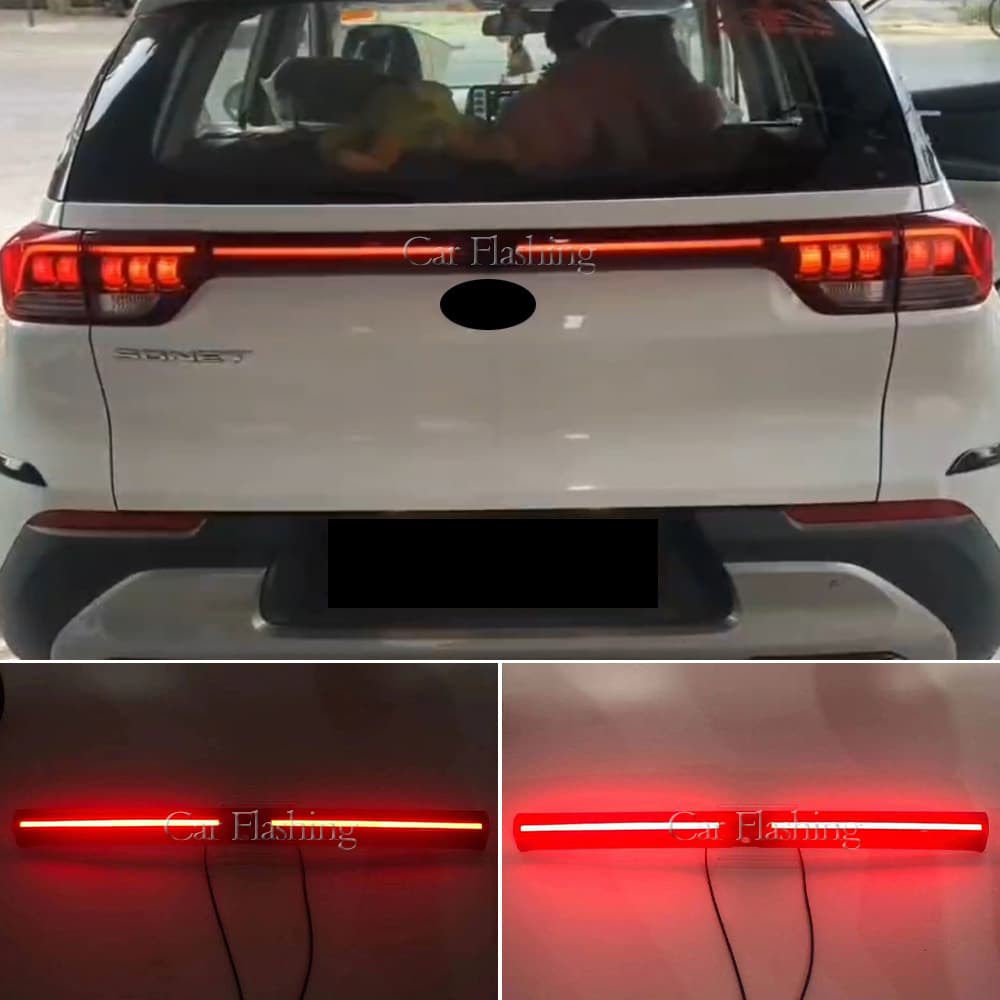 For Kia 2020-2022 Sonet Through-Type Tailgate Anti-Collision Light Rear Bumper Light Sequential Turn Signal