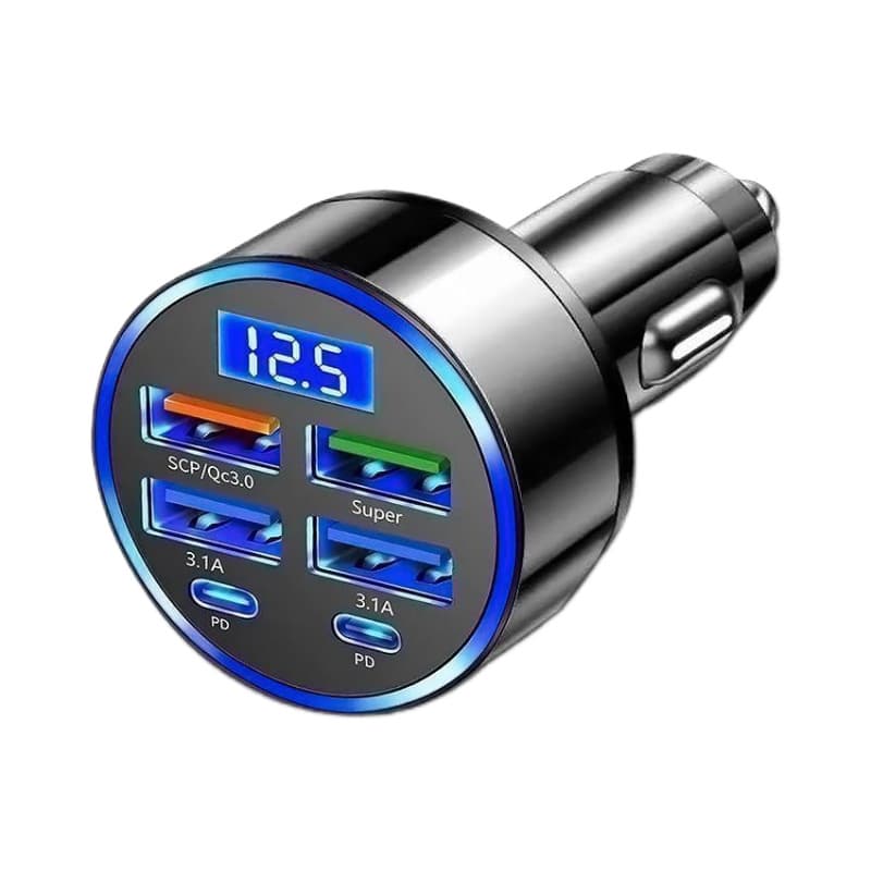 Car Charger 6-Port Cigarette Lighter Adapter Super Fast Charging USB Car Charger for Vehicles