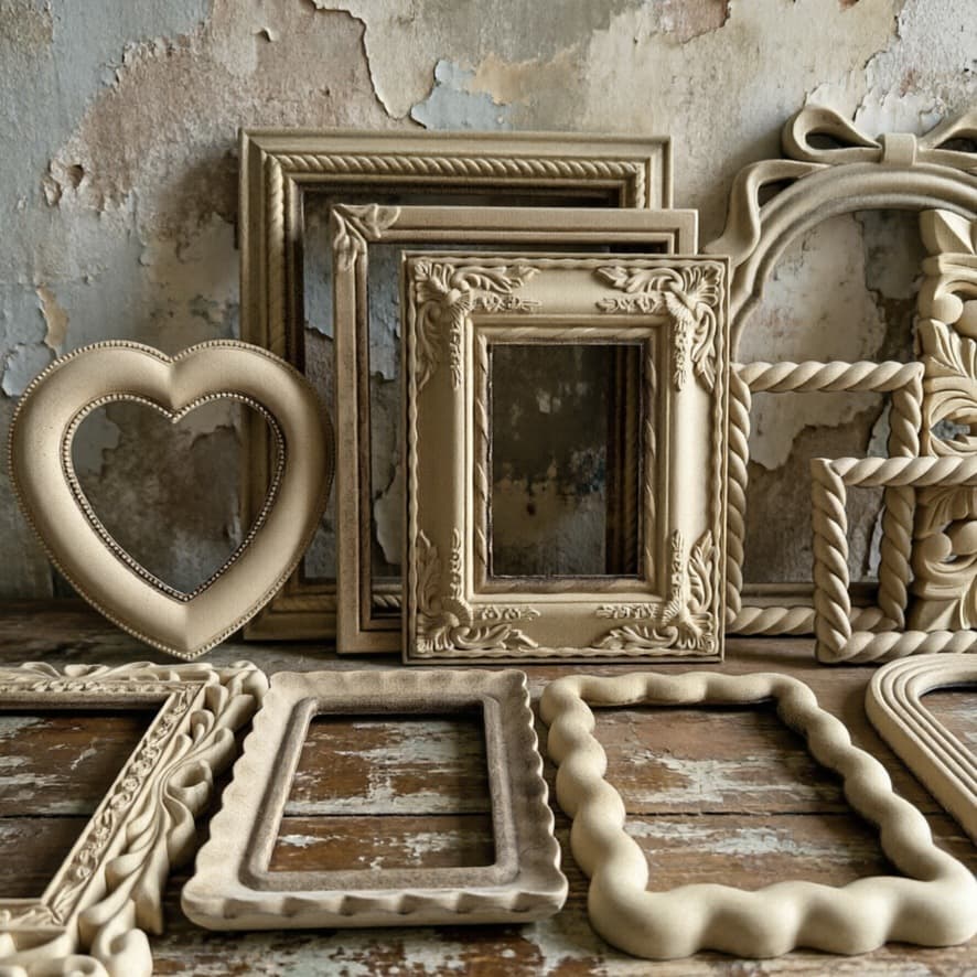 Grocery Wooden Blank DIY Painted Vintage Distressed Mirror Frame Photo Frame New Carved Picture Frame Home Desktop Decoration
