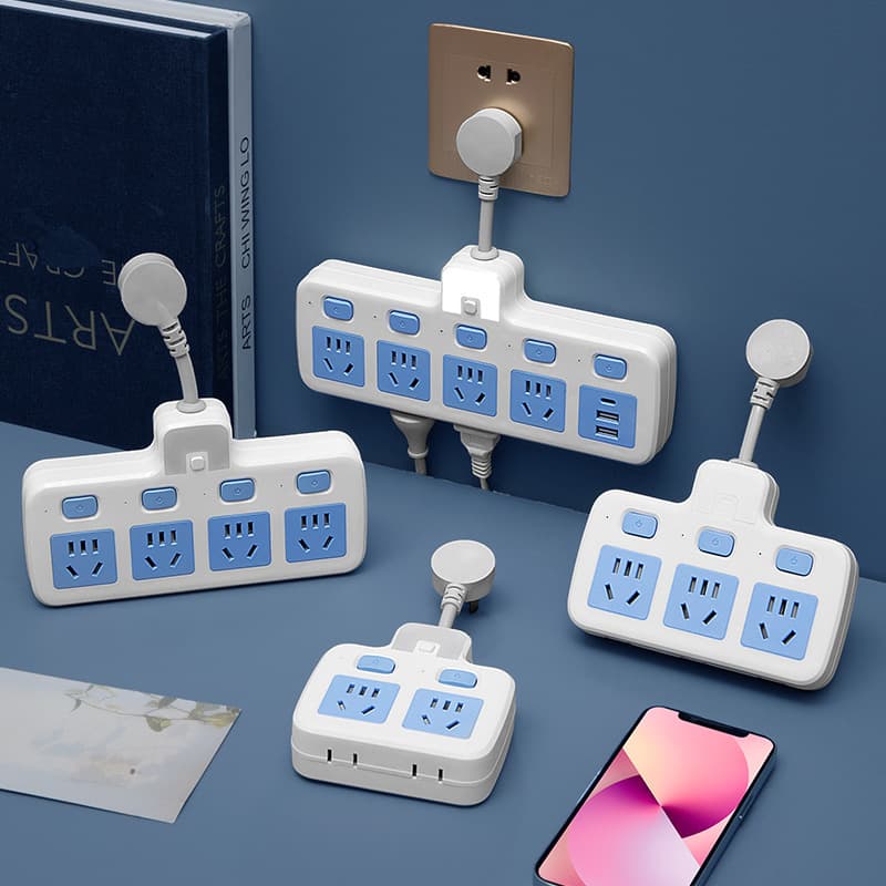 Pure copper household wired socket converter with night light, multi-outlet USB power strip multifunctional adapter