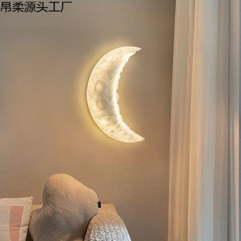 Moon-shaped Creative Wall Lamp, Modern Minimalist Bedroom Night Light, Corridor Entryway Wall Art Decorative Light