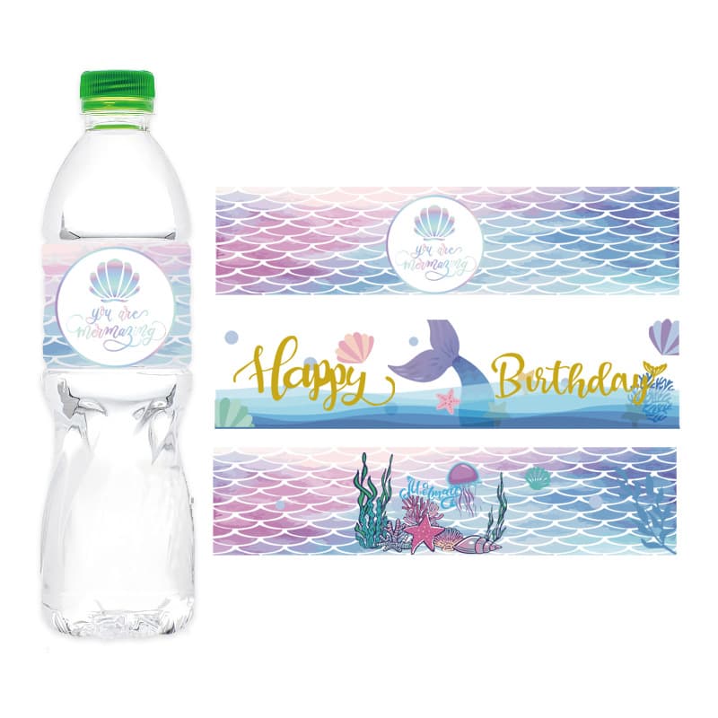 New Mermaid Theme Water Bottle Labels Happy Birthday Birthday Party Water Bottle Labels Gift Stickers