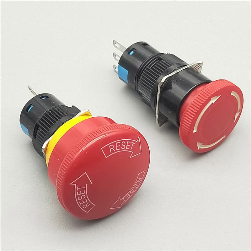 16mm mushroom head emergency stop button switch AB6Y-M LA16-11ZS round 3-pin SPST
