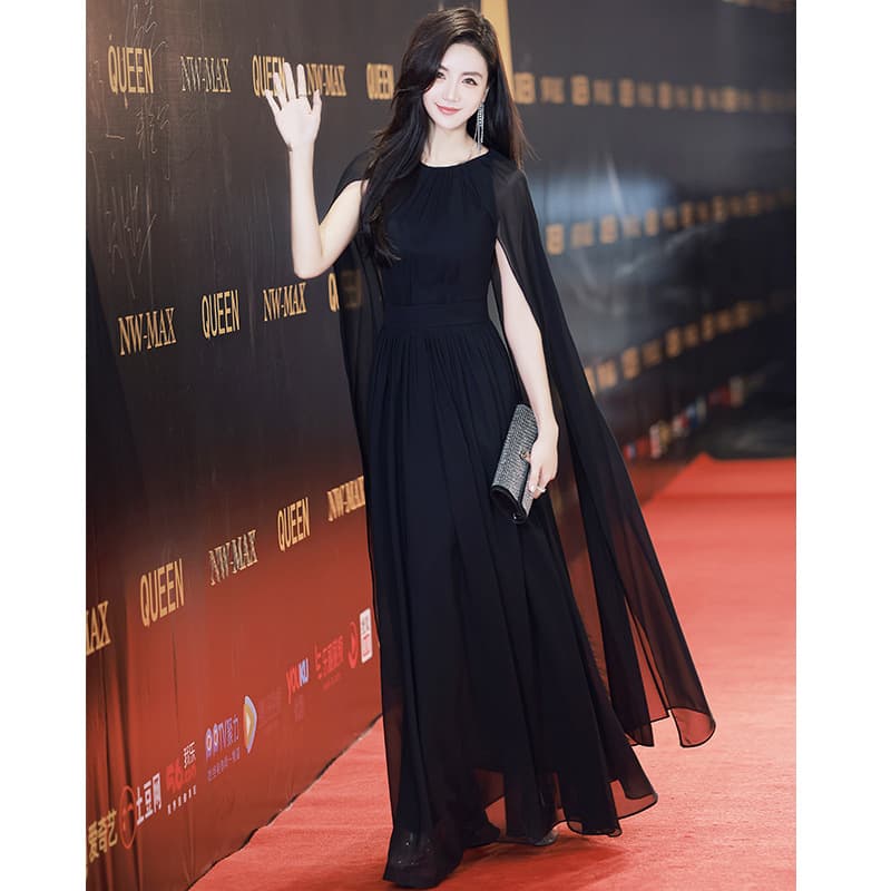 Women's Evening Gown 2025 New Style, Elegant Black Long Dress for Banquets, Light Luxury, Niche Style, Annual Meeting