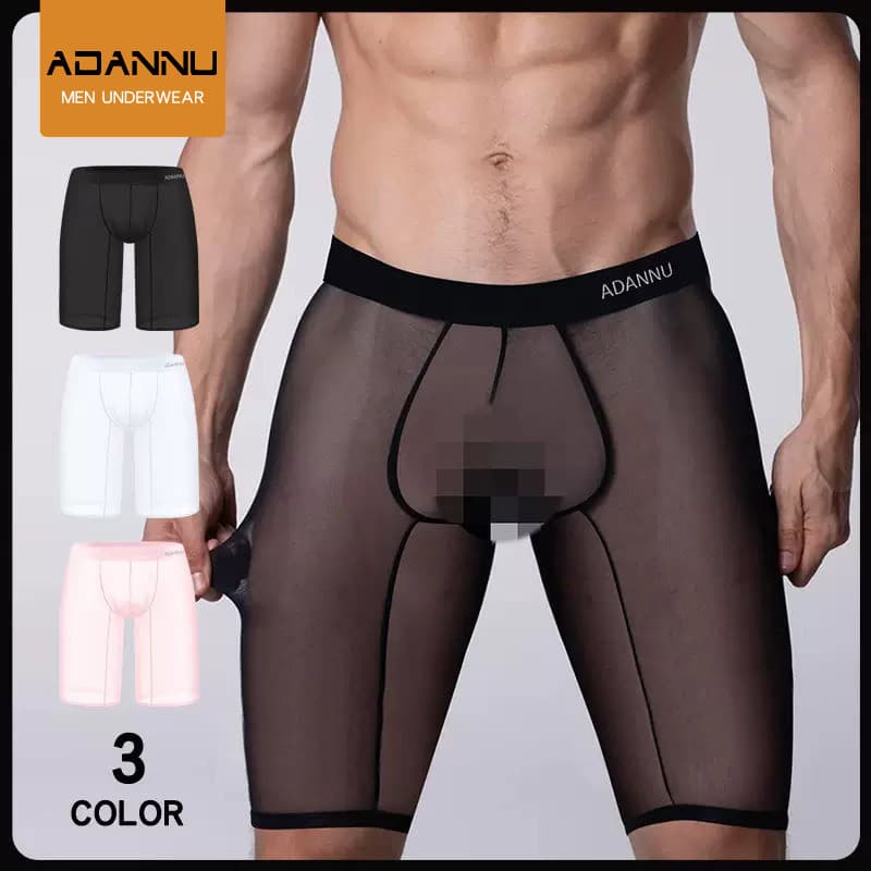 Men's 5-Inch Quick-Dry Anti-Chafe Thin See-Through Sexy Base Layer Athletic Briefs